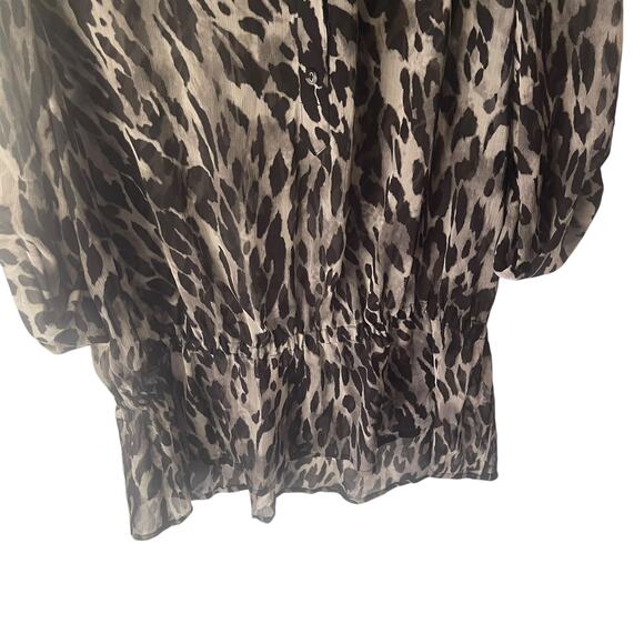 Charter Club Women's Size Large Leopard Print Animal Sheer Black Top - Picture 3 of 8